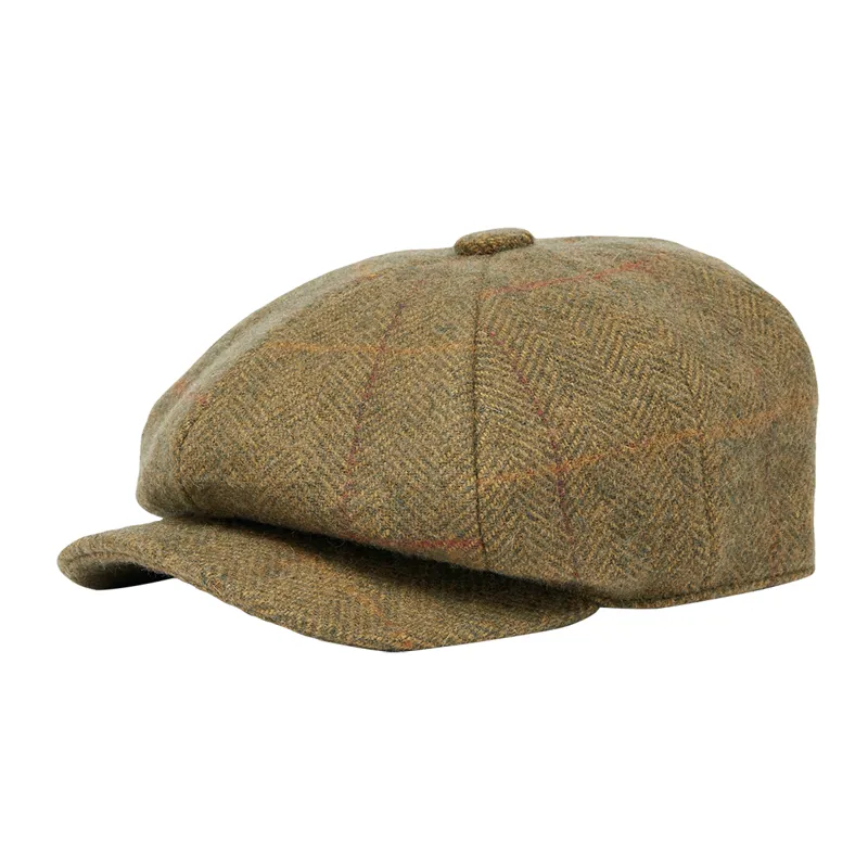 Joules Harrogate Tweed Baker Boy Hat - Green Tweed-1